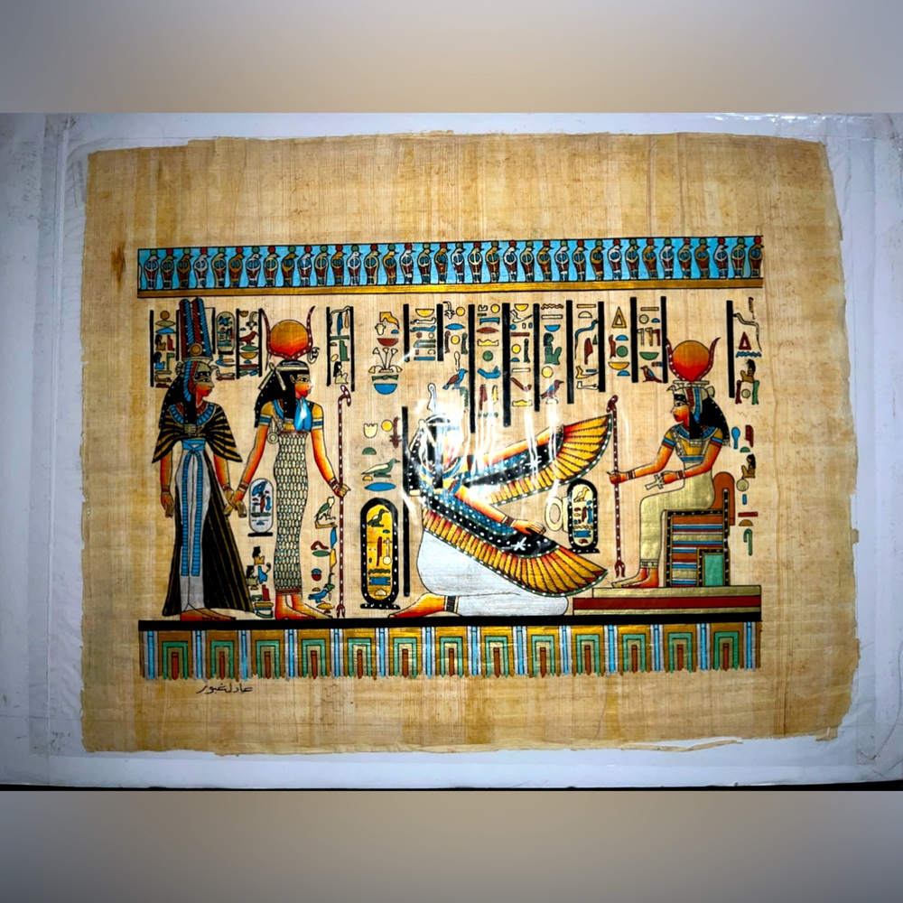 Authentic  Egyptian Papyrus Hand painted Art - ISIS